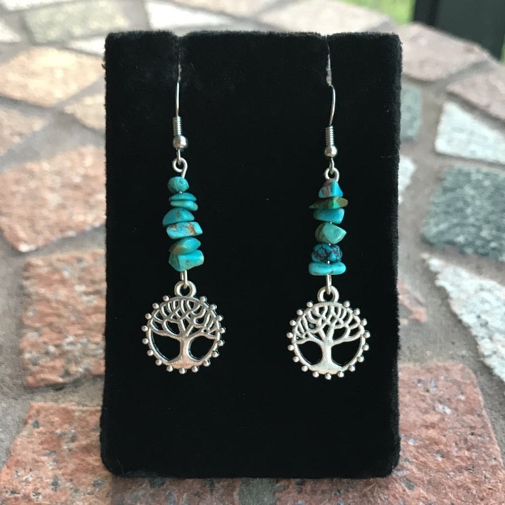 π¦Two for $25!Boho Turquoise tree of life earrings - Picture 5 of 7